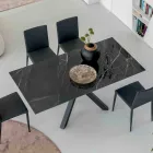 Masa extensibila din ceramica neagra Calacatta lustruita Starlit - Balia Viadurini