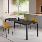 Masă extensibilă în două dimensiuni din metal și piatră cu efect de marmură - Morfeo Viadurini