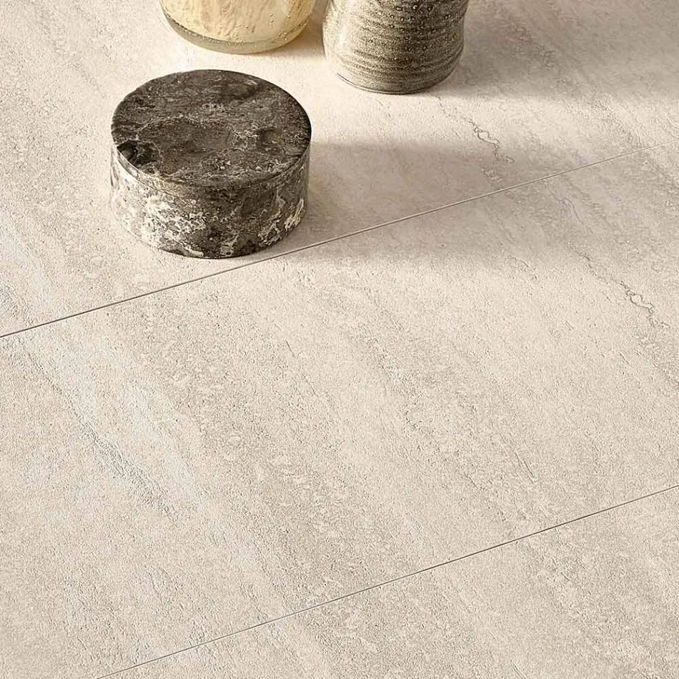 Masă extensibilă din gresie porțelanată cu bază din metal vopsit - Arko Viadurini