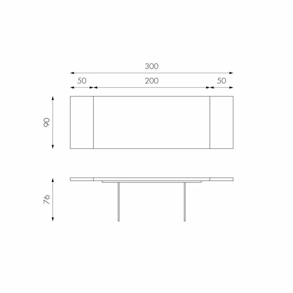 Tavă extensibilă din furnir de stejar cu picioare de sticlă Nico Viadurini
