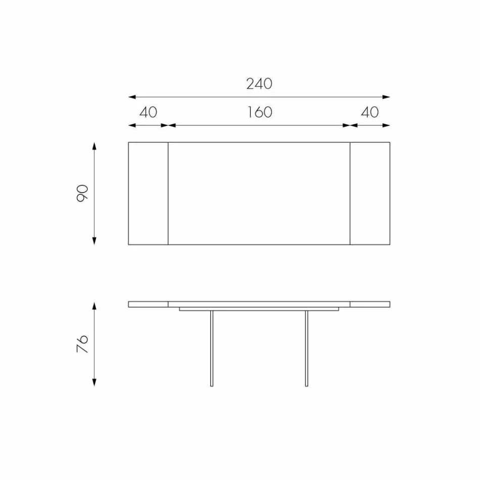 Tavă extensibilă din furnir de stejar cu picioare de sticlă Nico Viadurini