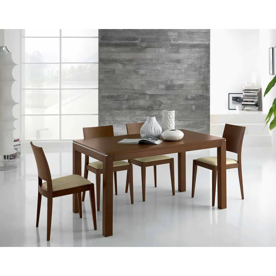 Masă extensibilă din lemn de cenușă cu benzi laterale în frasin - Ketla Viadurini