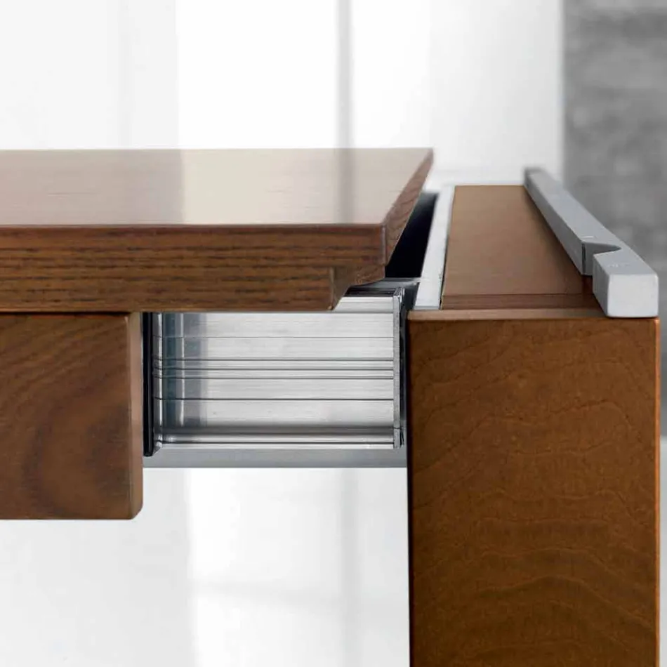 Masă extensibilă din lemn de cenușă cu benzi laterale în frasin - Ketla Viadurini