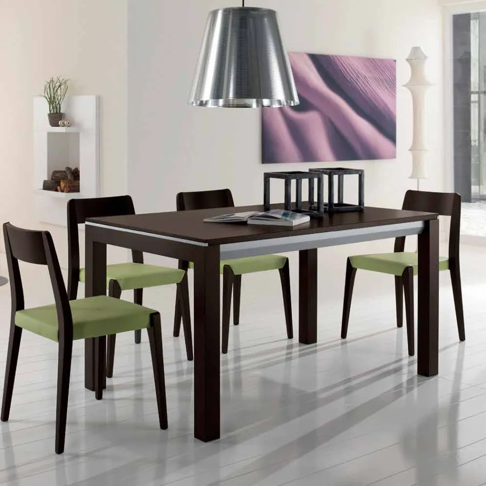 Masă extensibilă din lemn de frasin cu benzi laterale vopsite în gri - Ketla Viadurini