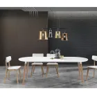 Masă extensibilă din lemn, podea alb mat Ian Viadurini