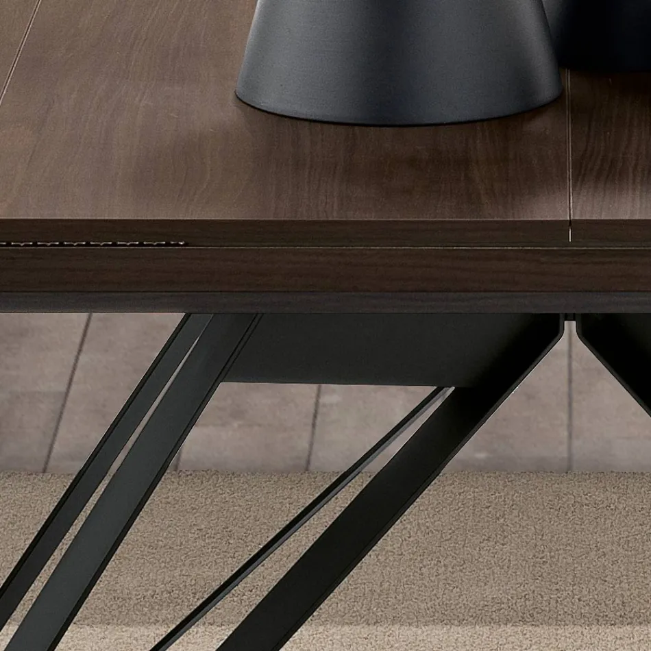 Masa plianta extensibila din metal si melamina Made in Italy - Meluso Viadurini