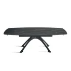 Masă extensibilă din metal cu blat din gresie porțelanată cu efect de marmură - Vittorio Viadurini