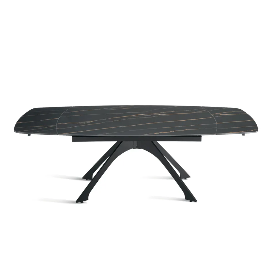 Masă extensibilă din metal cu blat din gresie porțelanată cu efect de marmură - Vittorio Viadurini