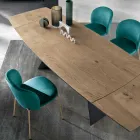 Masă extensibilă din furnir de stejar și bază metalică vopsită - Milo Viadurini