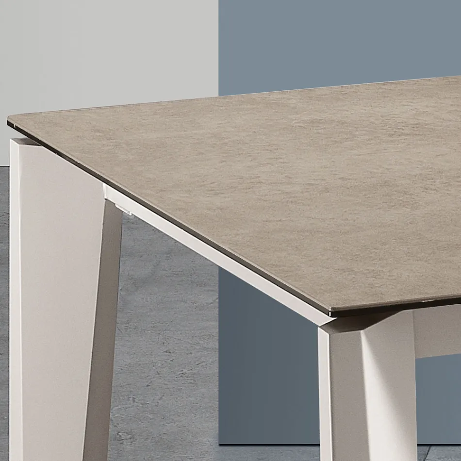 Masa extensibila din sticla ceramica Fokos Terra Finish Made in Italy - Ariel Viadurini