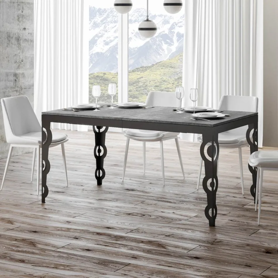 Masa extensibila moderna din lemn melaminat si blat din fier - Marella Viadurini