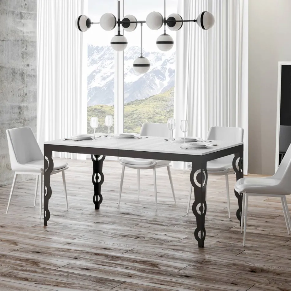 Masa extensibila moderna din lemn melaminat si blat din fier - Marella Viadurini