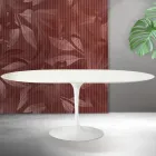 Masă extensibilă Saarinen Tulip, 74 cm, în ceramică albă Florim - Stacojiu Viadurini