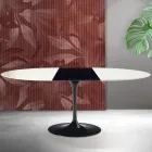Masă extensibilă Saarinen Tulip, 74 cm, în ceramică albă Florim - Stacojiu Viadurini