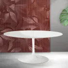 Masă extensibilă Saarinen Tulip, 74 cm, în ceramică albă Florim - Stacojiu Viadurini