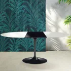 Masă extensibilă Saarinen Tulip, 74 cm, în ceramică Florim, alb lucios - stacojiu Viadurini