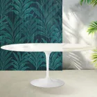 Masă extensibilă Saarinen Tulip, H 74 cm, din ceramică Florim Calacatta aurie lucioasă - Scarlet Viadurini