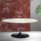 Masă extensibilă Saarinen Tulip, H 74 cm, din ceramică Florim Calacatta aurie mată - Scarlet Viadurini