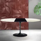 Masă extensibilă Saarinen Tulip, H 74 cm, din ceramică Florim Calacatta aurie mată - Scarlet Viadurini
