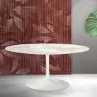Masă extensibilă Saarinen Tulip, H 74 cm, din ceramică Florim Calacatta aurie mată - Scarlet Viadurini
