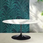 Masă extensibilă Saarinen Tulip, 74 cm, în ceramică lucioasă Statuario Florim - Stacojiu Viadurini