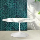 Masă extensibilă Saarinen Tulip, 74 cm, în ceramică lucioasă Statuario Florim - Stacojiu Viadurini