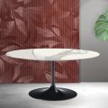 Masă extensibilă Saarinen Tulip, H 74 cm, din ceramică mată Florim Statuario - Stacojiu