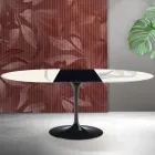 Masă extensibilă Saarinen Tulip, H 74 cm, din ceramică mată Florim Statuario - Stacojiu Viadurini