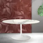 Masă extensibilă Saarinen Tulip, H 74 cm, din ceramică mată Florim Statuario - Stacojiu Viadurini