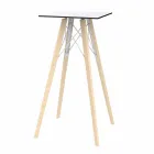 Masă înaltă de design pătrat din lemn și Hpl, 4 bucăți - Faz Wood de Vondom Viadurini