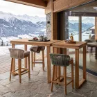 Masă înaltă de bar din lemn de tec natural periat - Sponda Viadurini