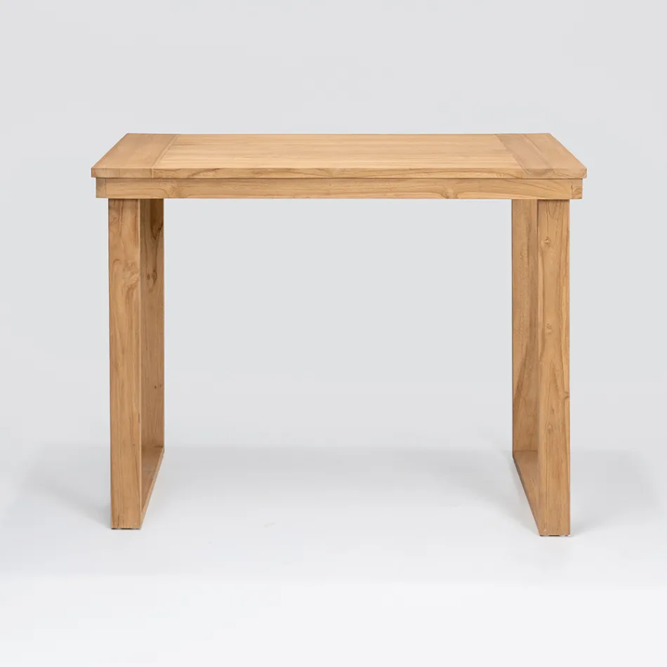 Masă înaltă de bar din lemn de tec natural periat - Sponda Viadurini