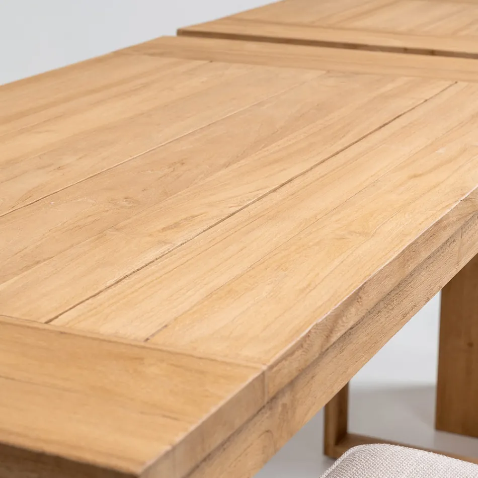 Masă înaltă de bar din lemn de tec natural periat - Sponda Viadurini