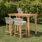 Masă înaltă de bar din lemn de tec natural periat - Sponda Viadurini