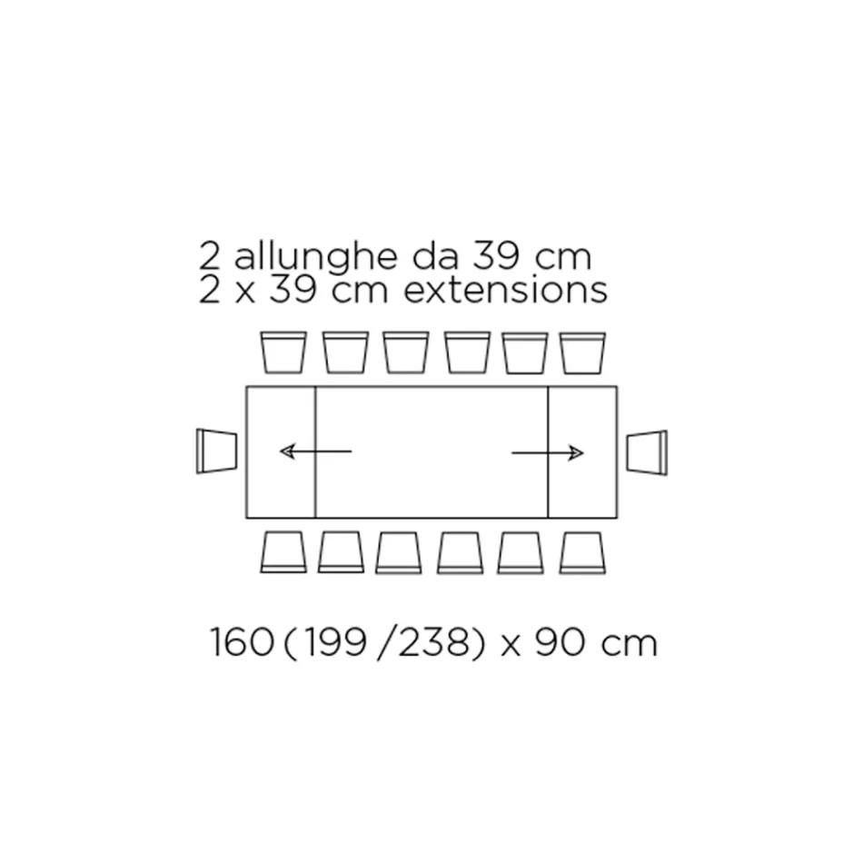 Masa cu extensii integrate si baza din otel nurca fabricata in Italia - dalmata Viadurini