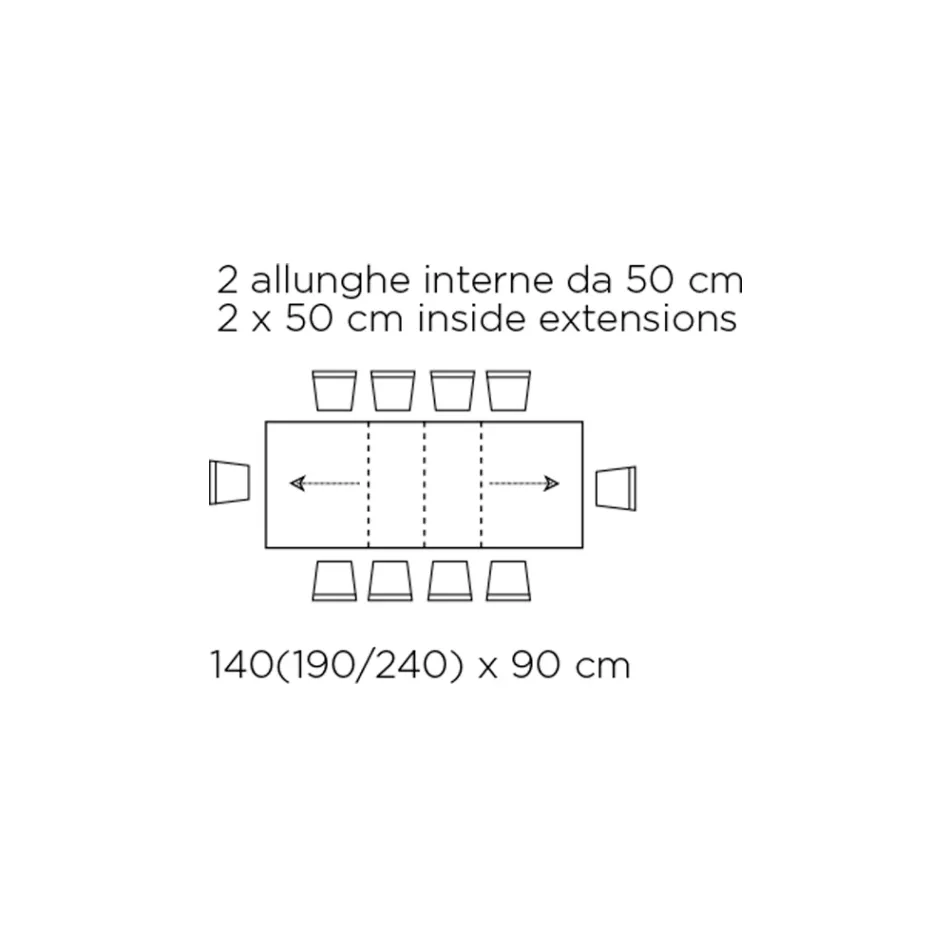 Masa cu extensii interioare si margine rabatabila din laminat Made in Italy - Gordito Viadurini