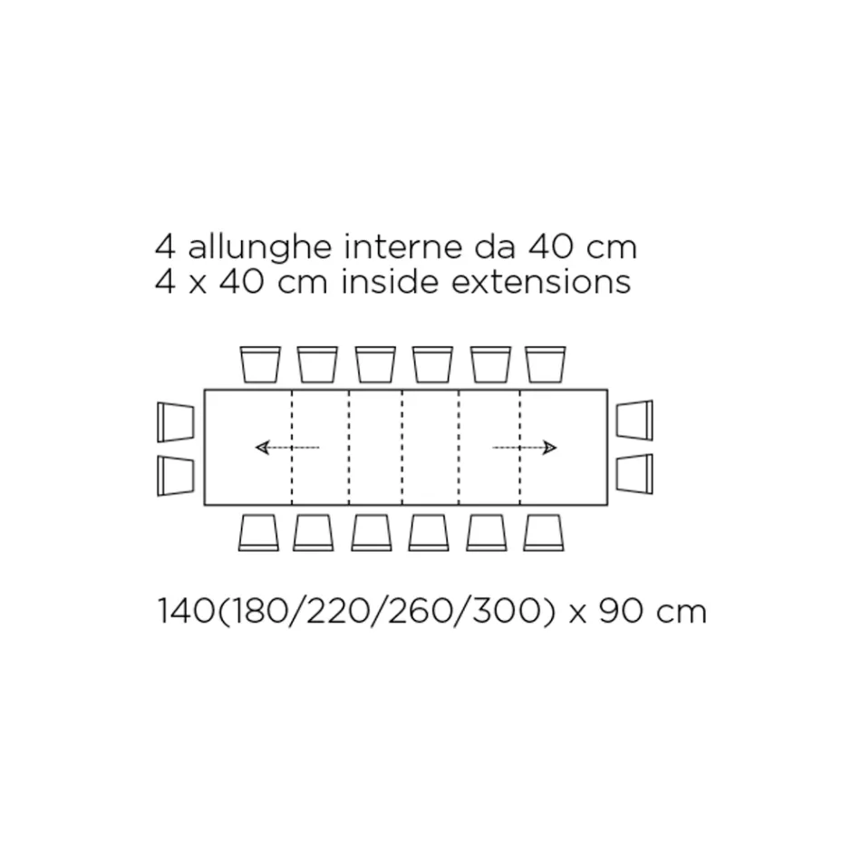 Masa cu extensii interioare si margine rabatabila din laminat Made in Italy - Gordito Viadurini