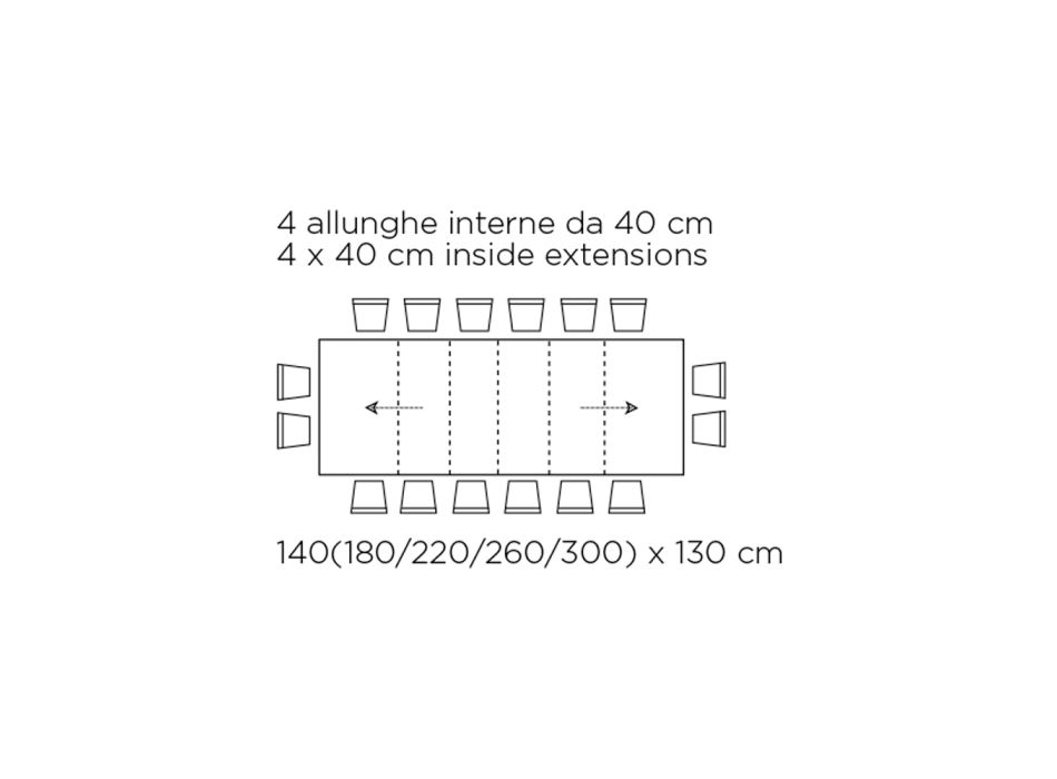 Masa cu extensii interioare si margine rabatabila din laminat Made in Italy - Gordito Viadurini