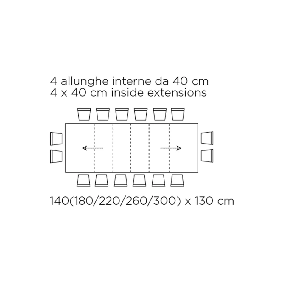 Masa cu extensii interioare si margine rabatabila din laminat Made in Italy - Gordito Viadurini