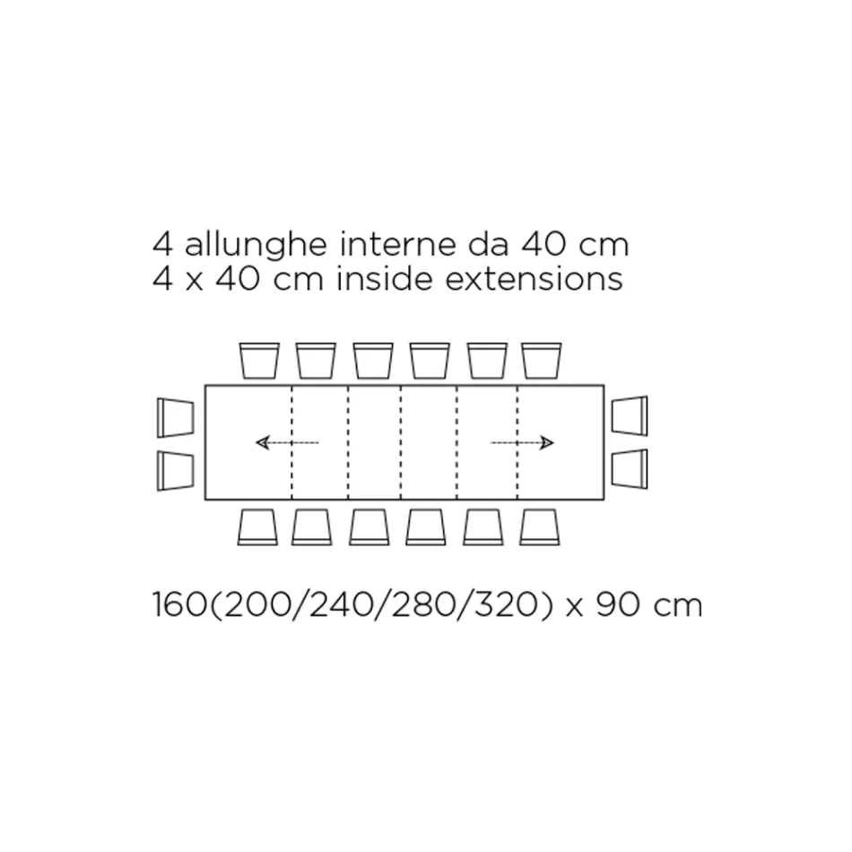 Masa cu extensii interioare si margine rabatabila din laminat Made in Italy - Gordito Viadurini