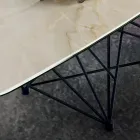 Masa cu blat din ceramica in forma de butoi si baza din otel Made in Italy - Ezzellino Viadurini