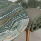 Masa cu Blat Ceramic si Baza din Teak Made in Italy - Casca Viadurini