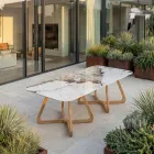 Masa cu Blat Ceramic si Baza din Teak Masi Made in Italy - Bluza Viadurini