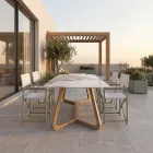Masa cu Blat Ceramic si Baza din Teak Masi Made in Italy - Bluza Viadurini