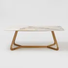 Masa cu Blat Ceramic si Baza din Teak Masi Made in Italy - Bluza Viadurini