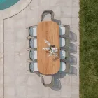 Masă cu blat din lemn de tec periat și colțuri rotunjite - Destination Viadurini