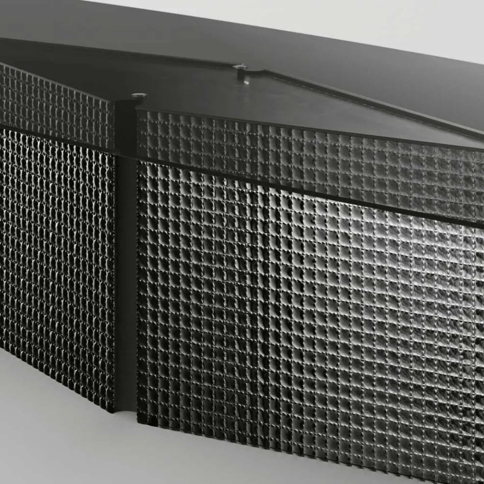 Masa cu blat din sticla modelata si baza din sticla topita si metal - Foglietto Viadurini