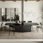 Masa cu blat din sticla modelata si baza din sticla topita si metal - Foglietto Viadurini