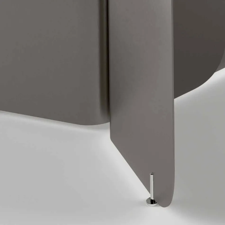 Masa cu blat din sticla modelata si baza metalica curbata - Piacere Viadurini