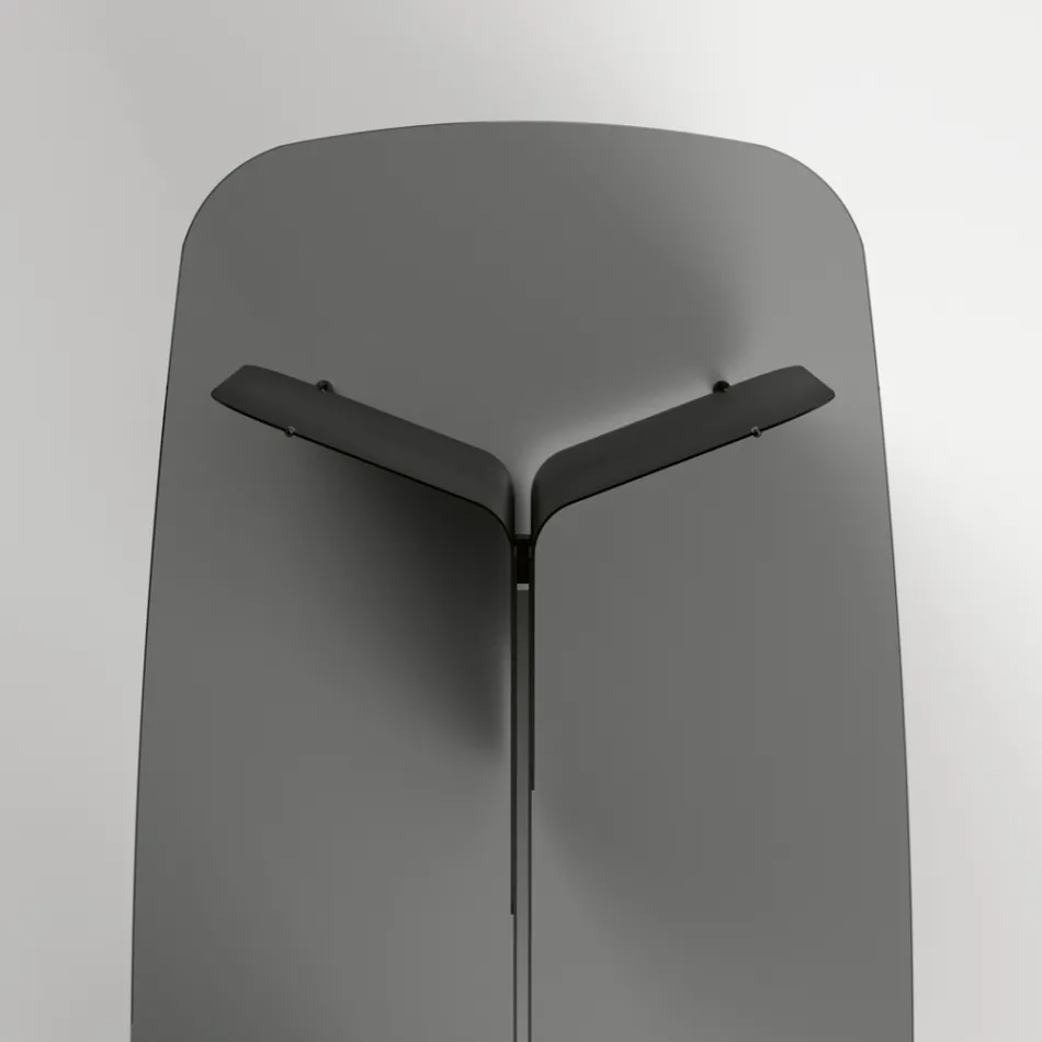 Masa cu blat din sticla modelata si baza metalica curbata - Piacere Viadurini